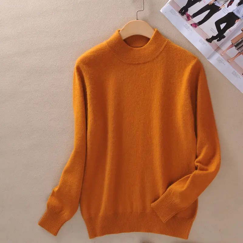 Women Woolen Red Half Turtleneck Sweater - Image 7