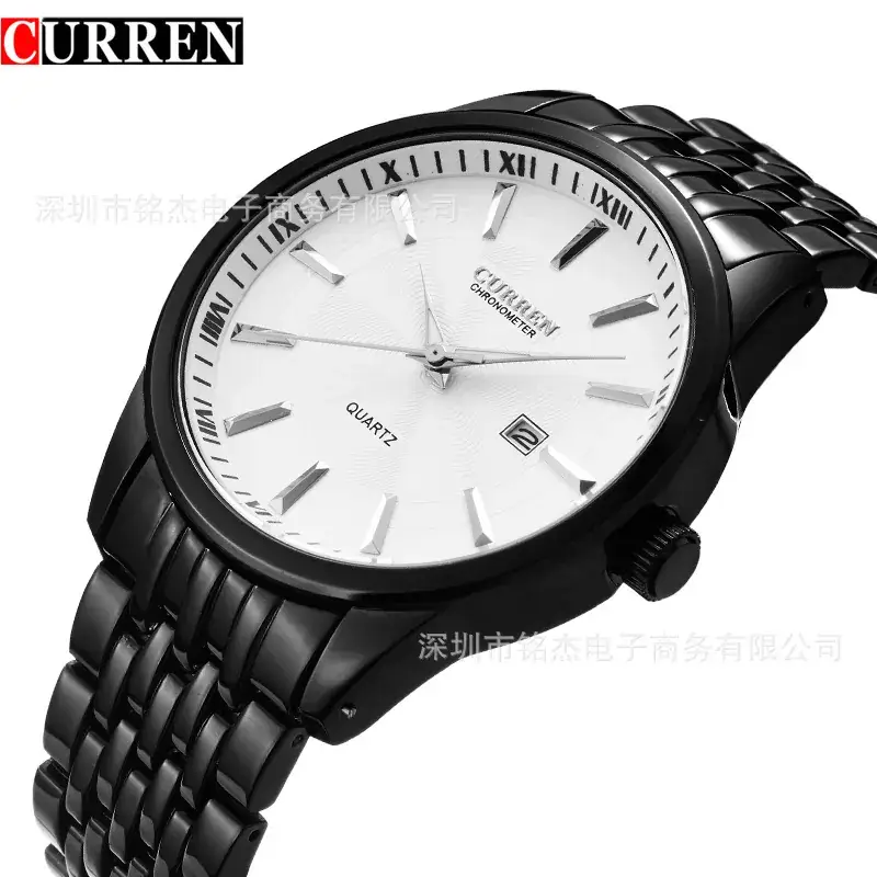 Men's Black Steel Band Watch with Analog Display - Image 6
