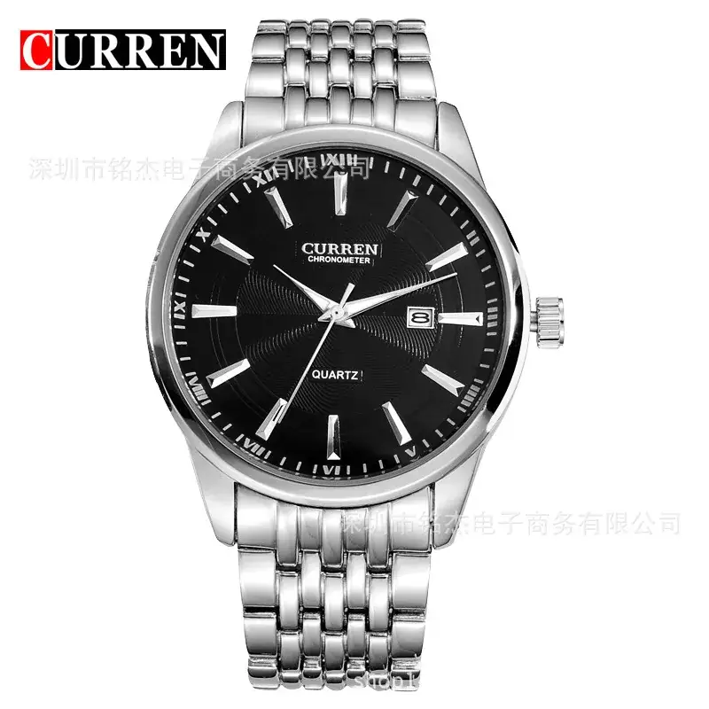 Men's Black Steel Band Watch with Analog Display - Image 2