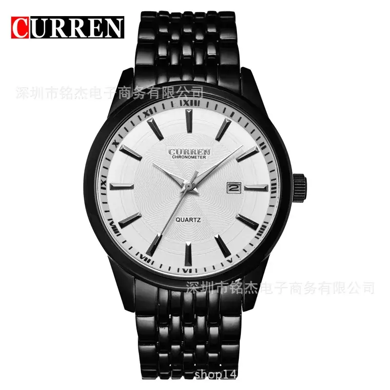 Men's Black Steel Band Watch with Analog Display - Image 4