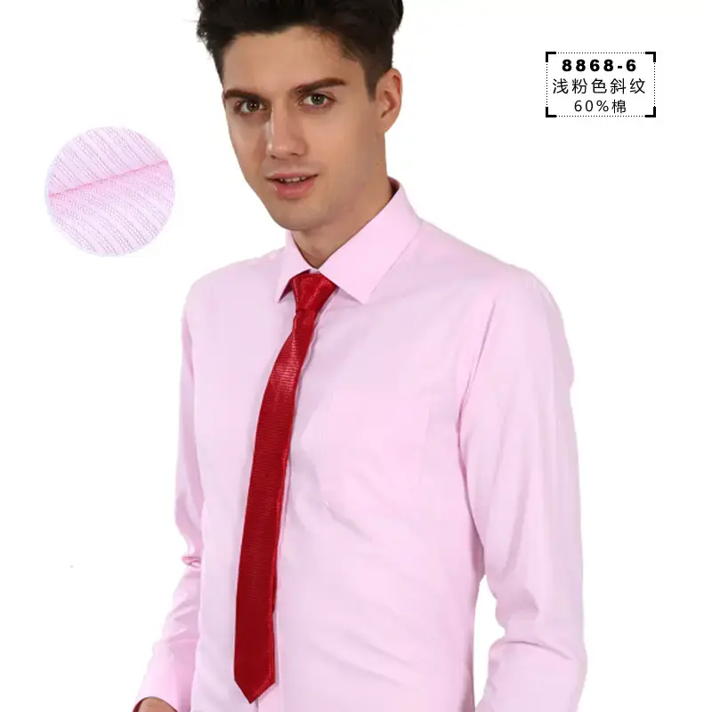 Distribution Men's Pink Slim Fit Long Sleeve Shirt - Image 11