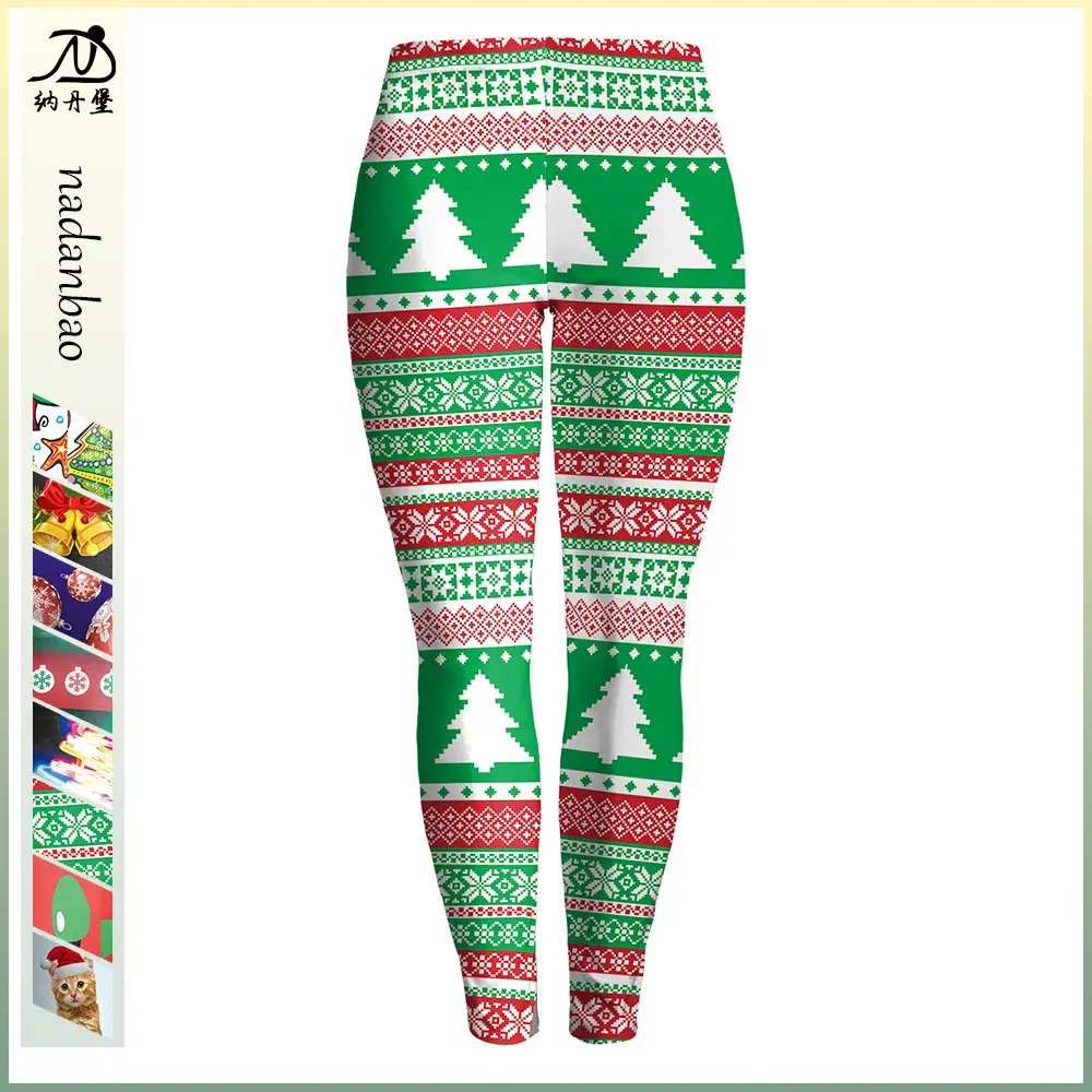 2024 Christmas Tree Print Slim Fit Leggings Women