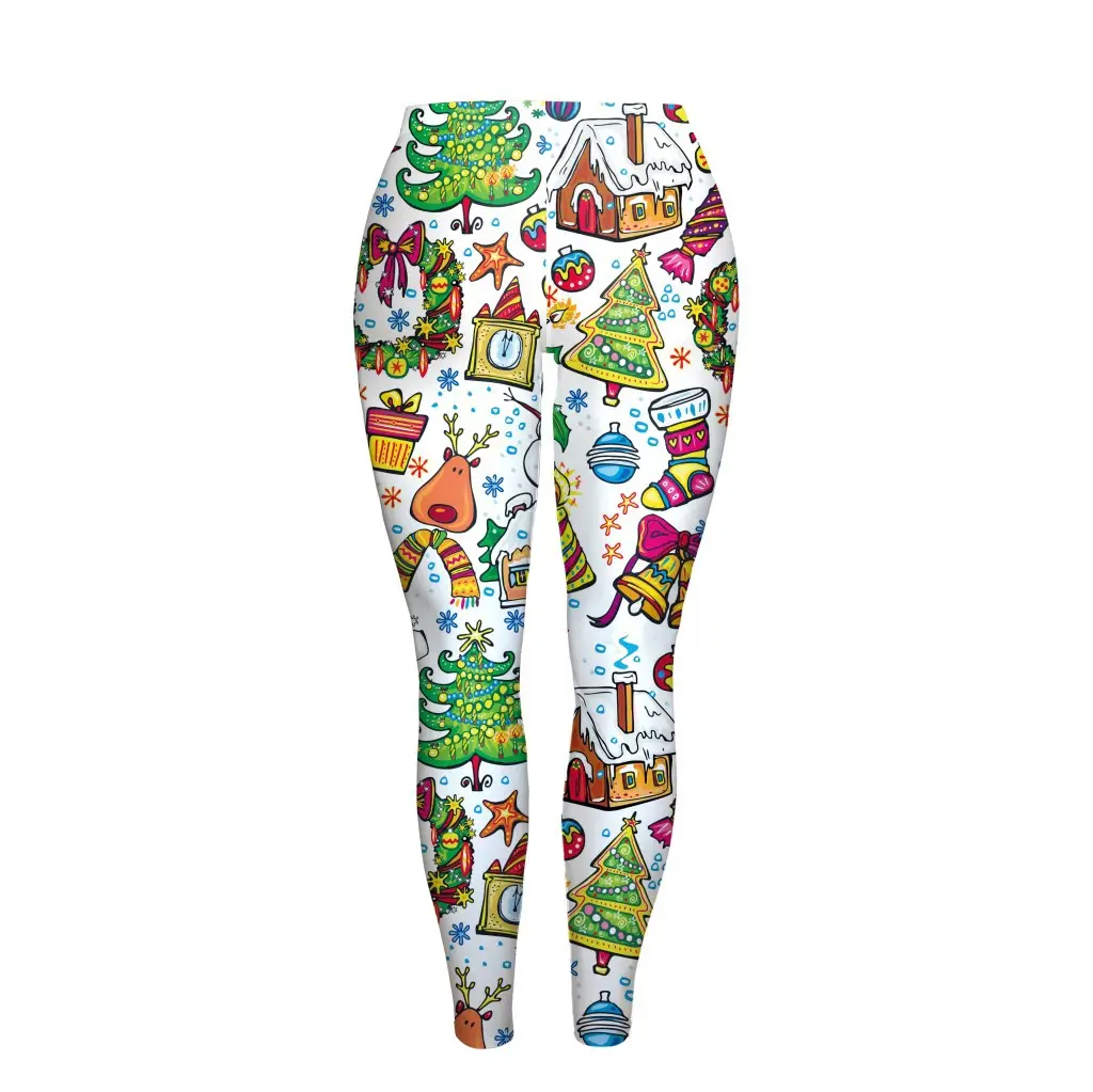 2024 Christmas Tree Print Slim Fit Leggings Women