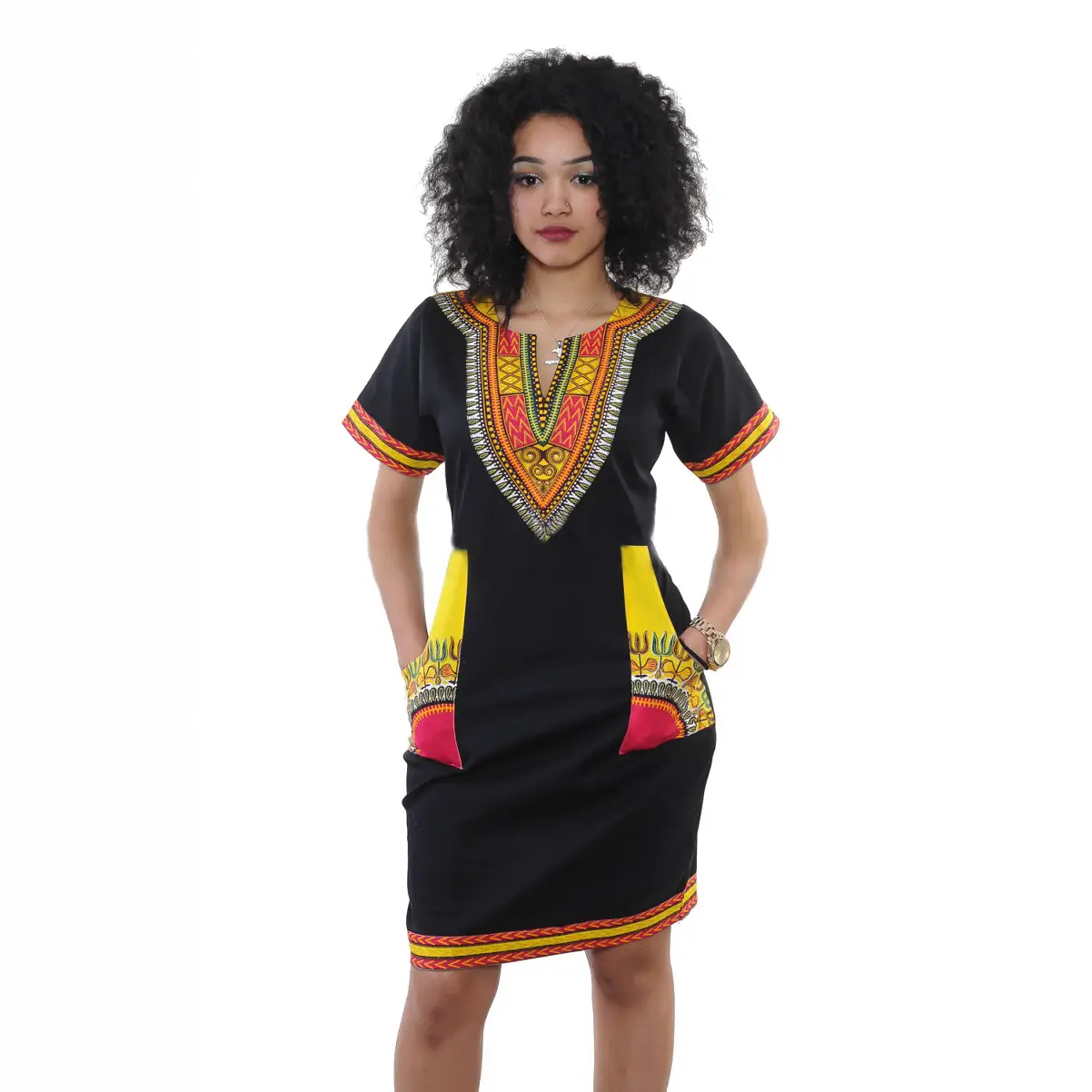 Black High Stretch Digital Printed Hip Dress for Women - Image 9