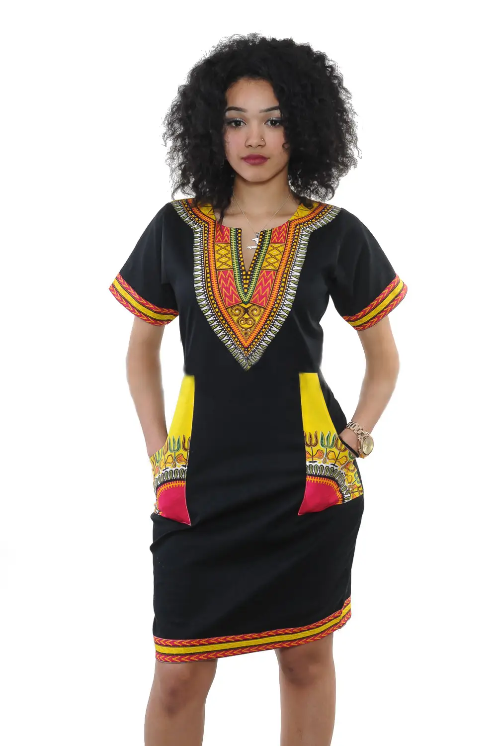 Black High Stretch Digital Printed Hip Dress for Women - Image 2