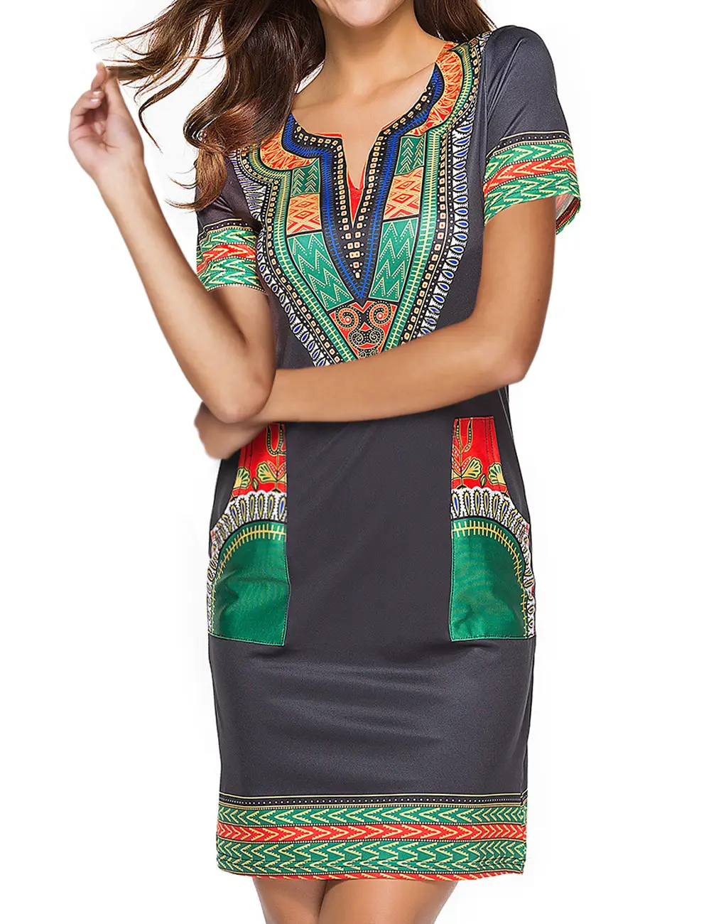 Black High Stretch Digital Printed Hip Dress for Women - Image 4