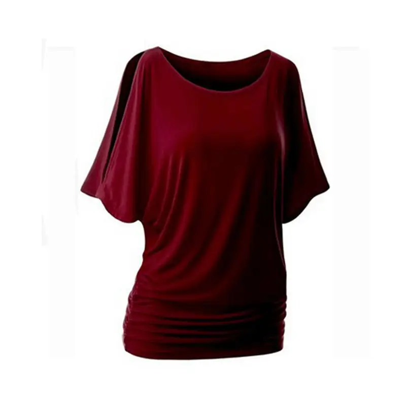 Purple Open Shoulder Bat Sleeve T-Shirt Large - Image 9
