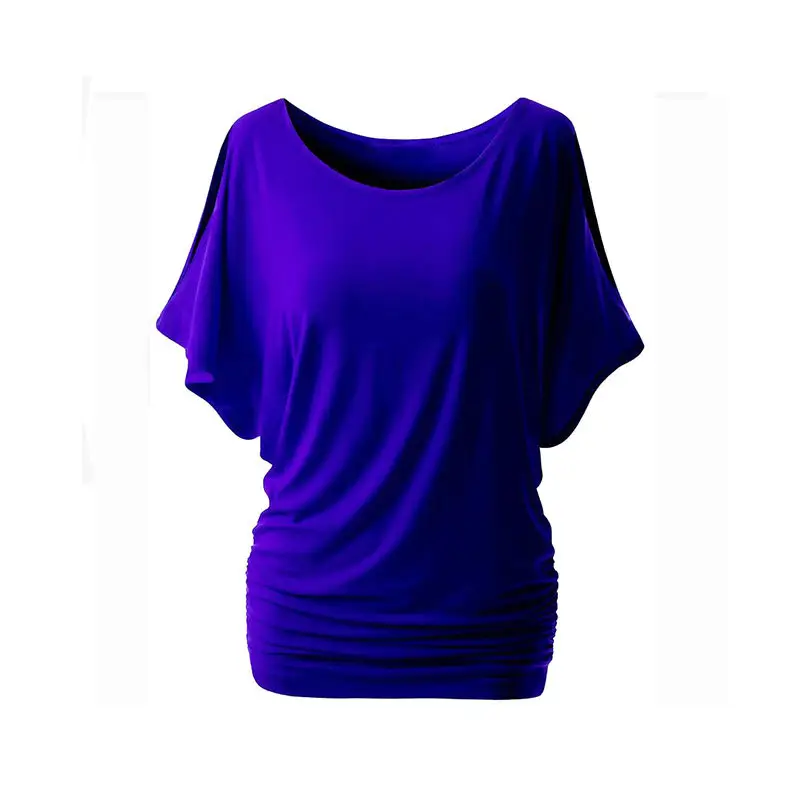 Purple Open Shoulder Bat Sleeve T-Shirt Large - Image 8