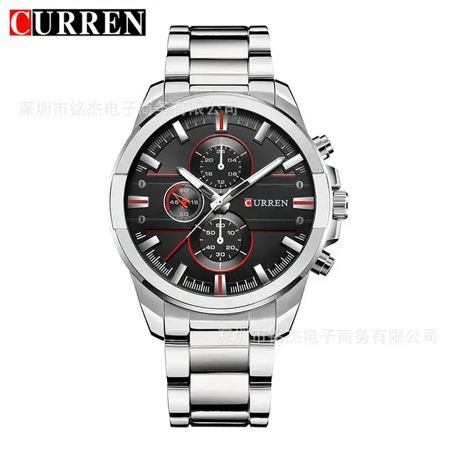 Curren Men's Black Chronograph Quartz Watch with Rose Gold Accents - Image 2