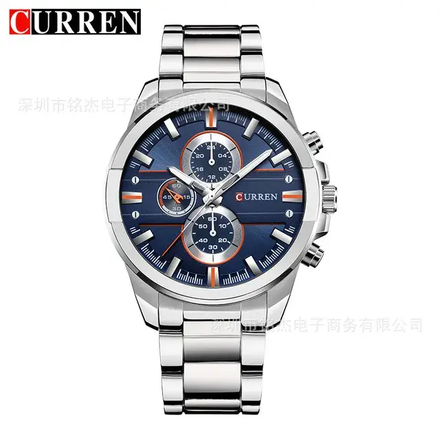 Curren Men's Black Chronograph Quartz Watch with Rose Gold Accents - Image 3