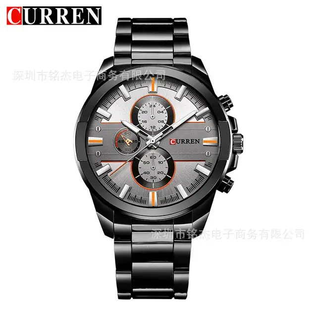 Curren Men's Black Chronograph Quartz Watch with Rose Gold Accents - Image 4