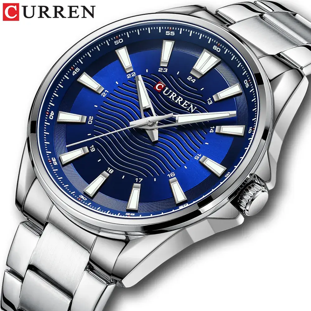 Curren Green Wave Men's Round Steel Band Watch - Image 6