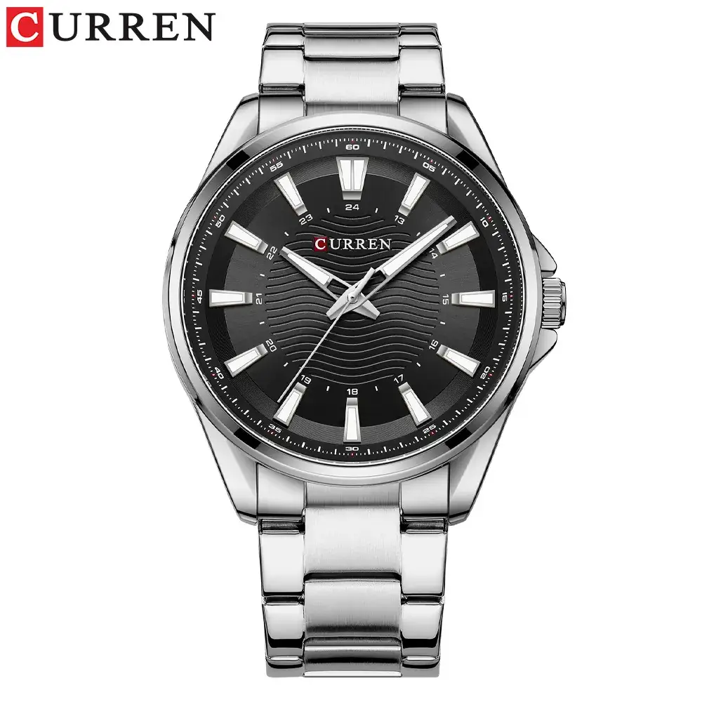Curren Green Wave Men's Round Steel Band Watch - Image 4