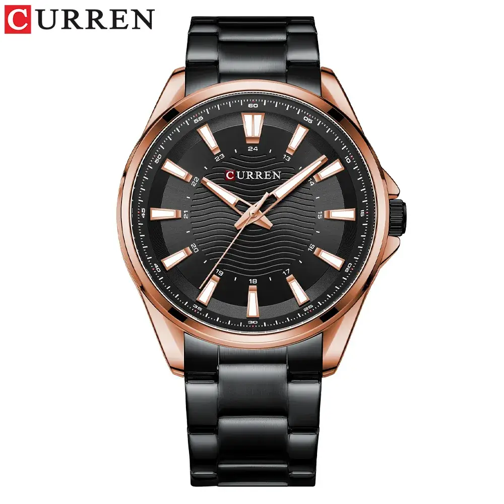 Curren Green Wave Men's Round Steel Band Watch - Image 5