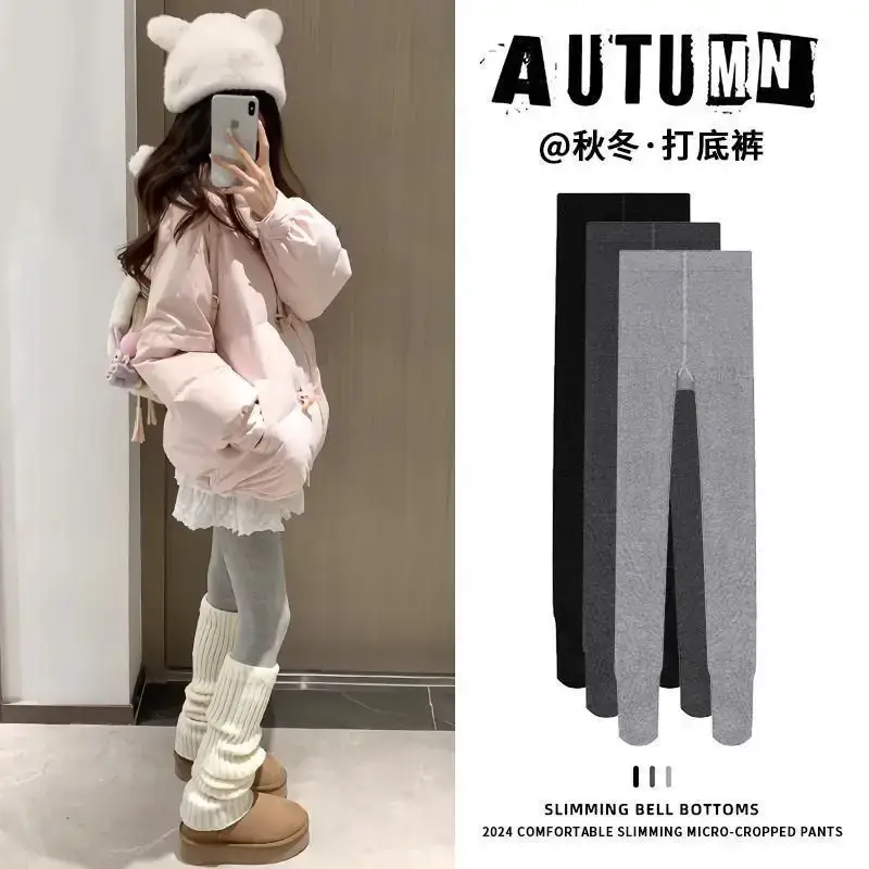 Women Fleece Leggings Light Gray Vertical Striped Warm Winter - Image 10