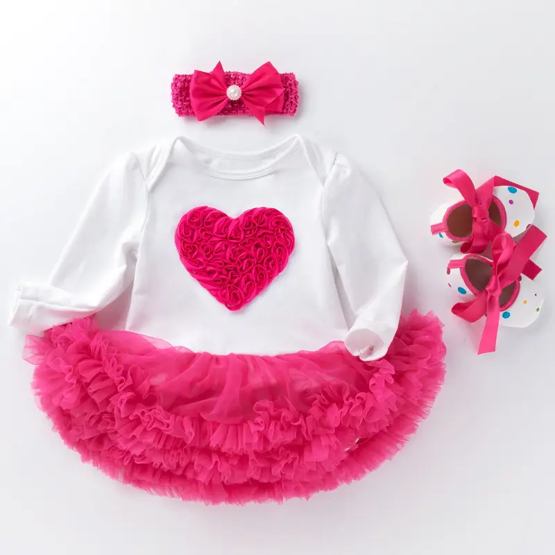 Pink Cartoon Jersey Baby Dress with Bow & Turban