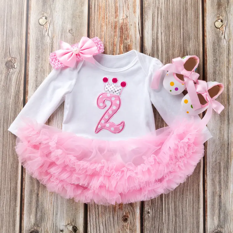 Pink Cartoon Jersey Baby Dress with Bow & Turban