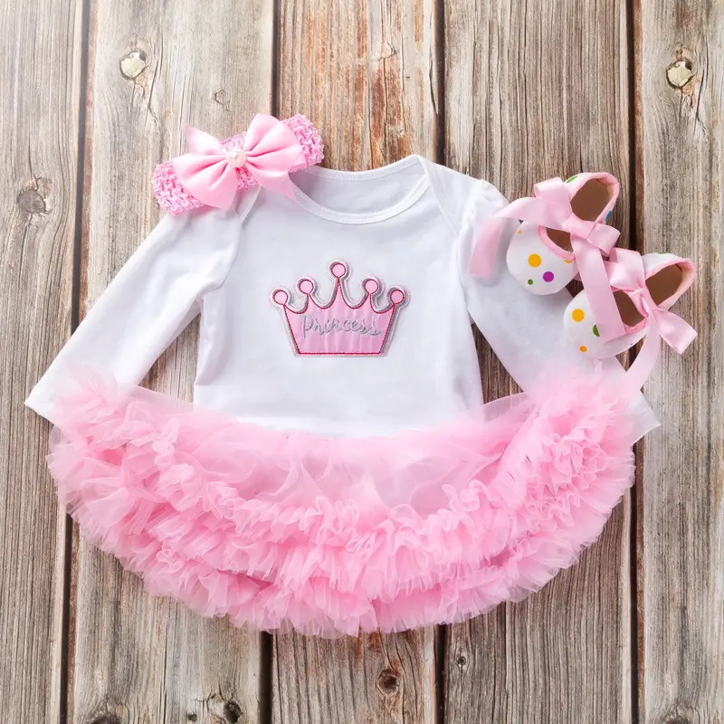 Pink Cartoon Jersey Baby Dress with Bow & Turban