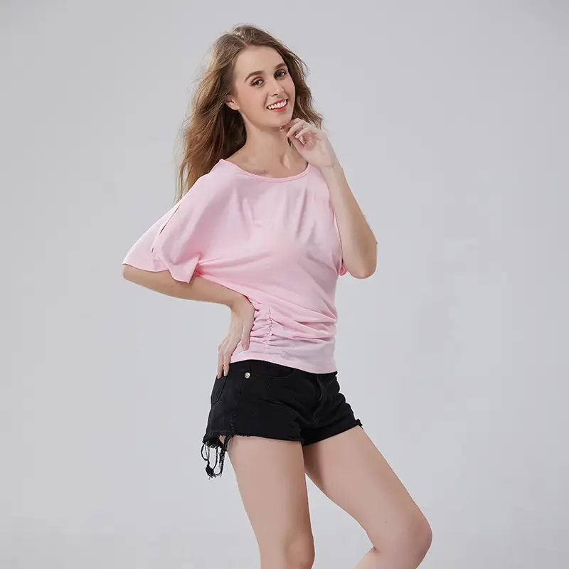 Women's Off-Shoulder Bat Sleeve T-Shirt Maroon Large - Image 10