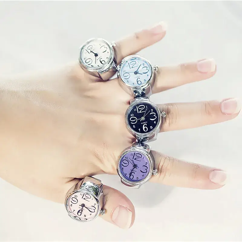 Quantis Real Shot Ring Watch Pink Diamond Disc Fashion Retro Style - Image 2