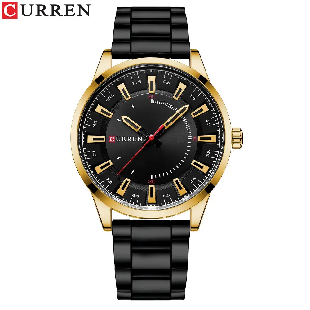 Men's Waterproof Steel Band Quartz Watch Blue Dial