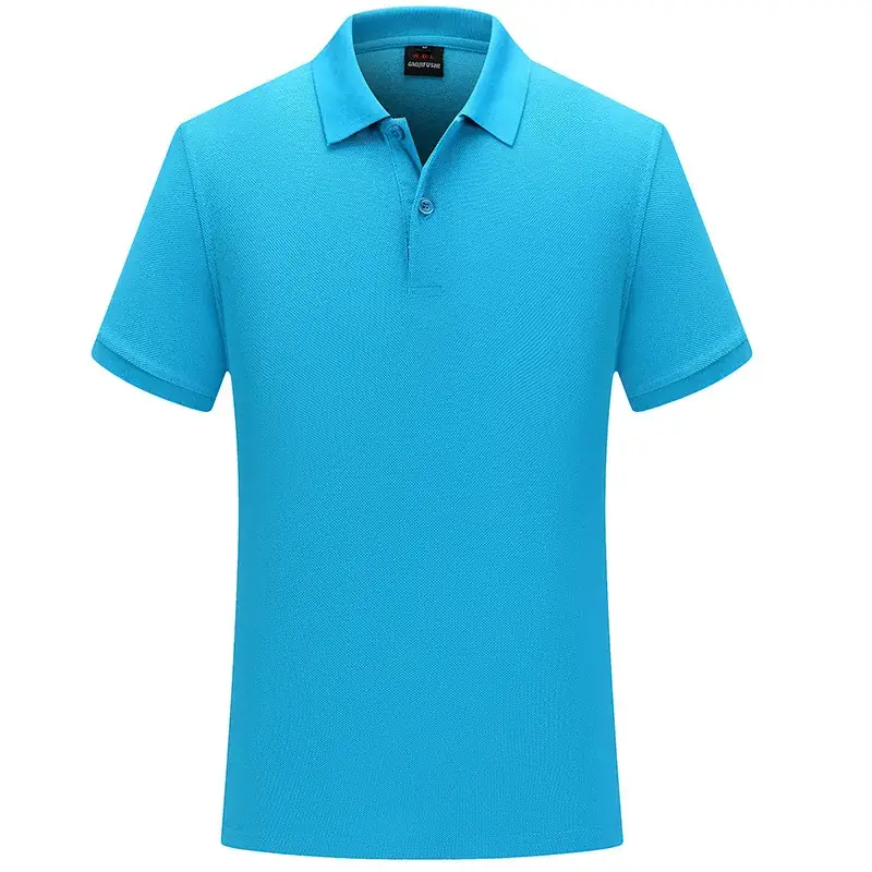 Men Blue Polo T-Shirt with Logo & Customizable Design - Image 10