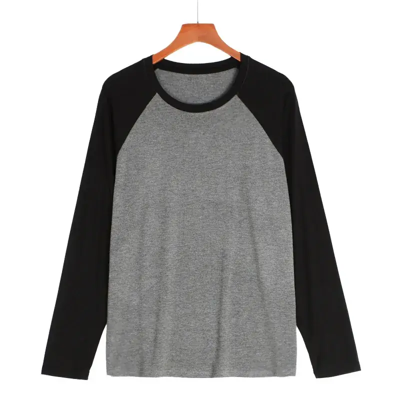 Men Raglan Sleeve T-Shirt Grey White Spinning
