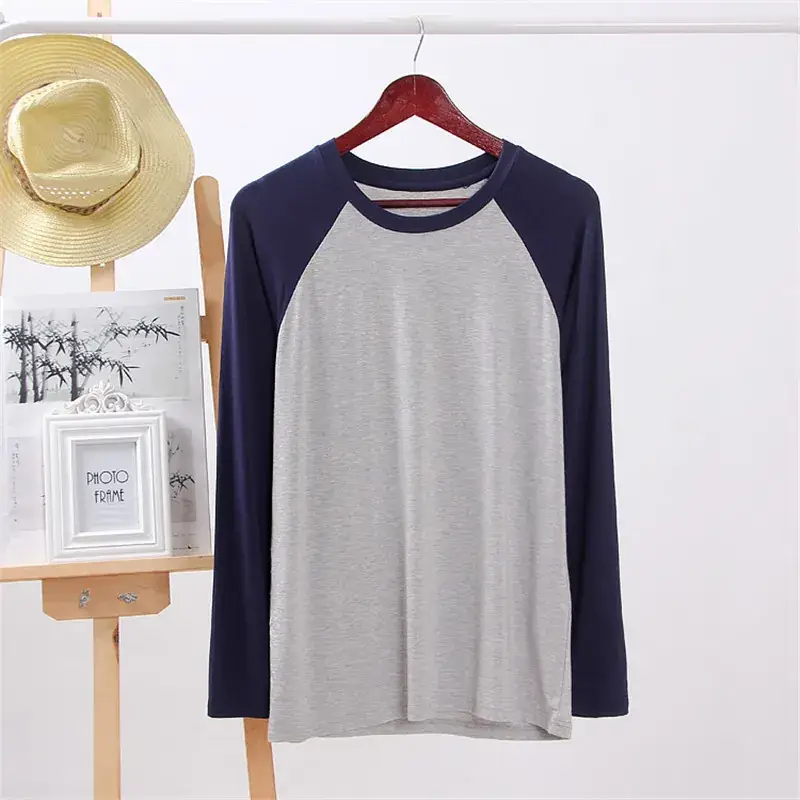 Men Raglan Sleeve T-Shirt Grey White Spinning