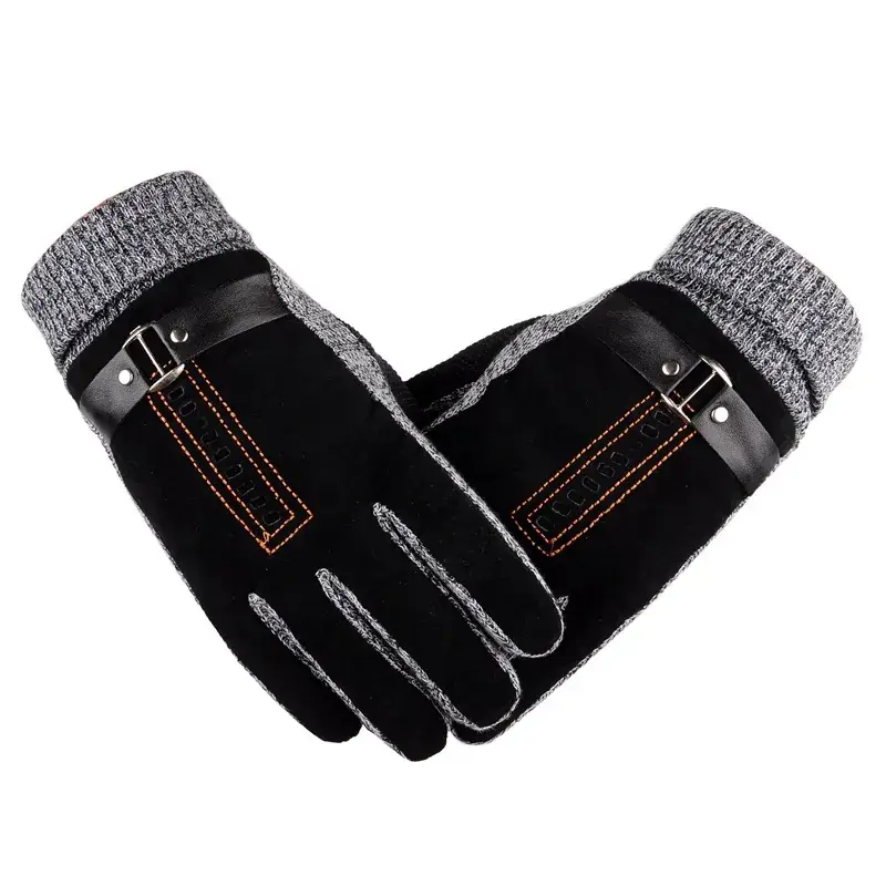 Men's Pigskin Winter Gloves Warm Touch Screen Cycling - Image 9