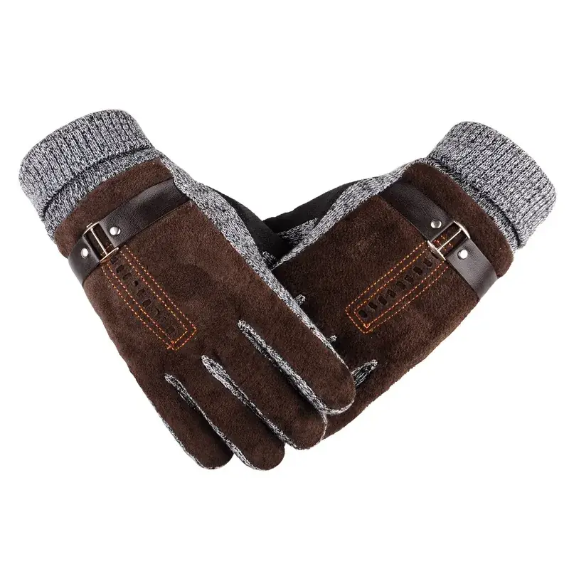 Men's Pigskin Winter Gloves Warm Touch Screen Cycling - Image 2
