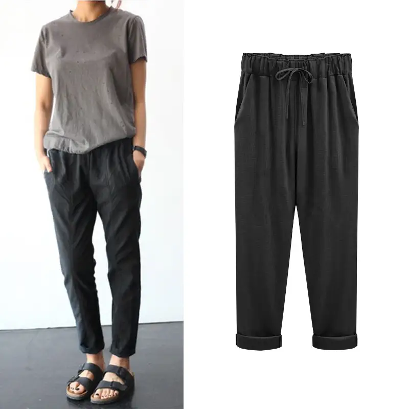 Women's Light Blue Tencel Linen Pants Large 150kg - Image 4