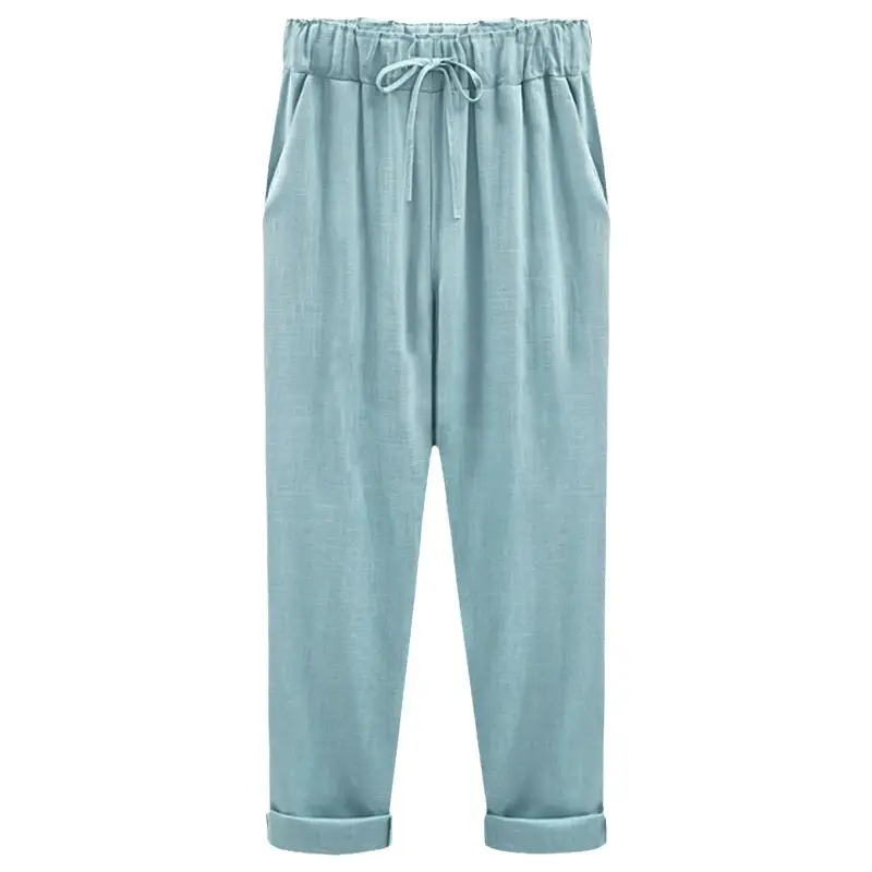 Women's Light Blue Tencel Linen Pants Large 150kg - Image 5