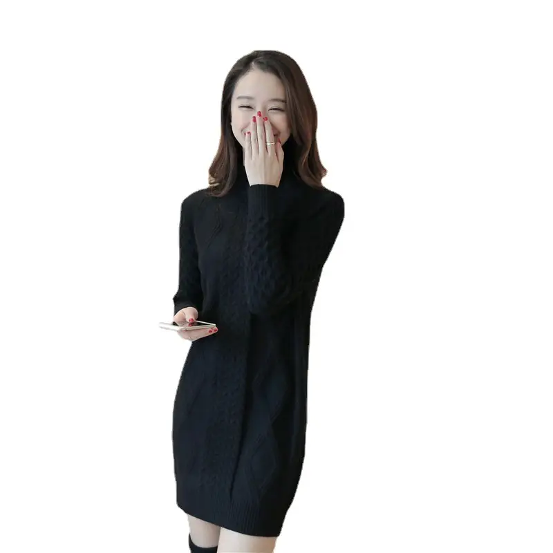 Women Mid-Length Knitted Sweater Pullover Winter Top - Image 7