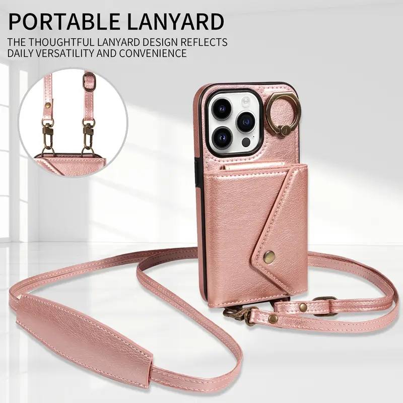 Purple iPhone 16 Litchi Ring Buckle Phone Case