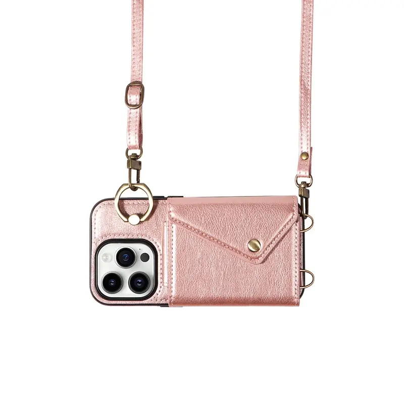 Purple iPhone 16 Litchi Ring Buckle Phone Case