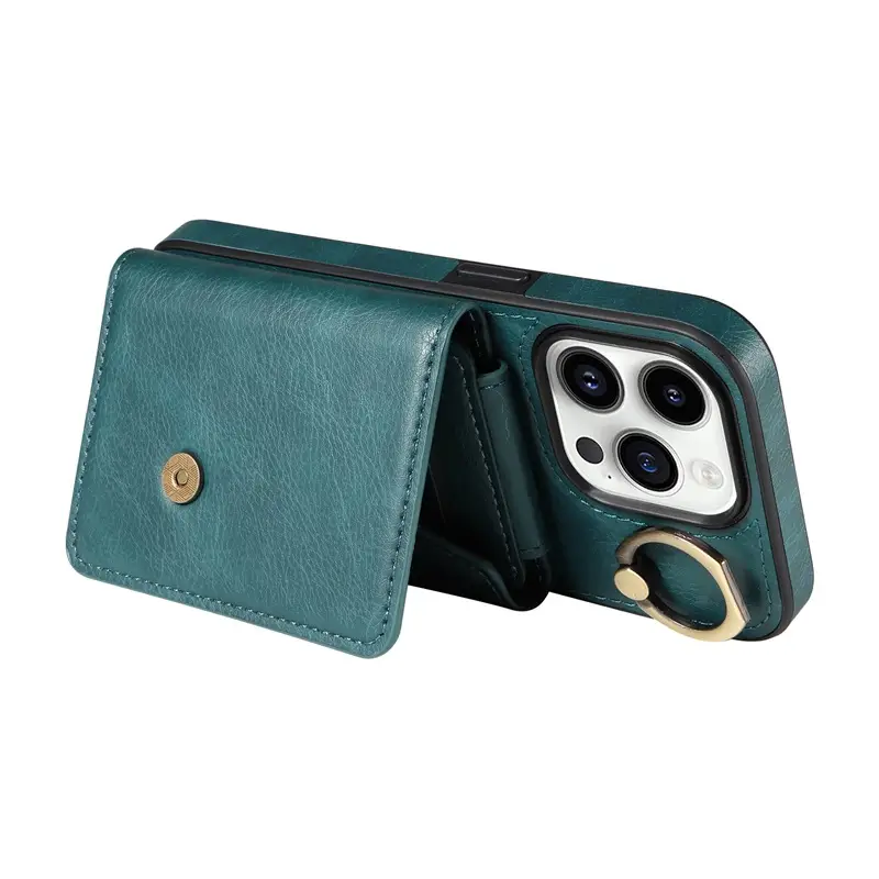 Purple iPhone 16 Litchi Ring Buckle Phone Case