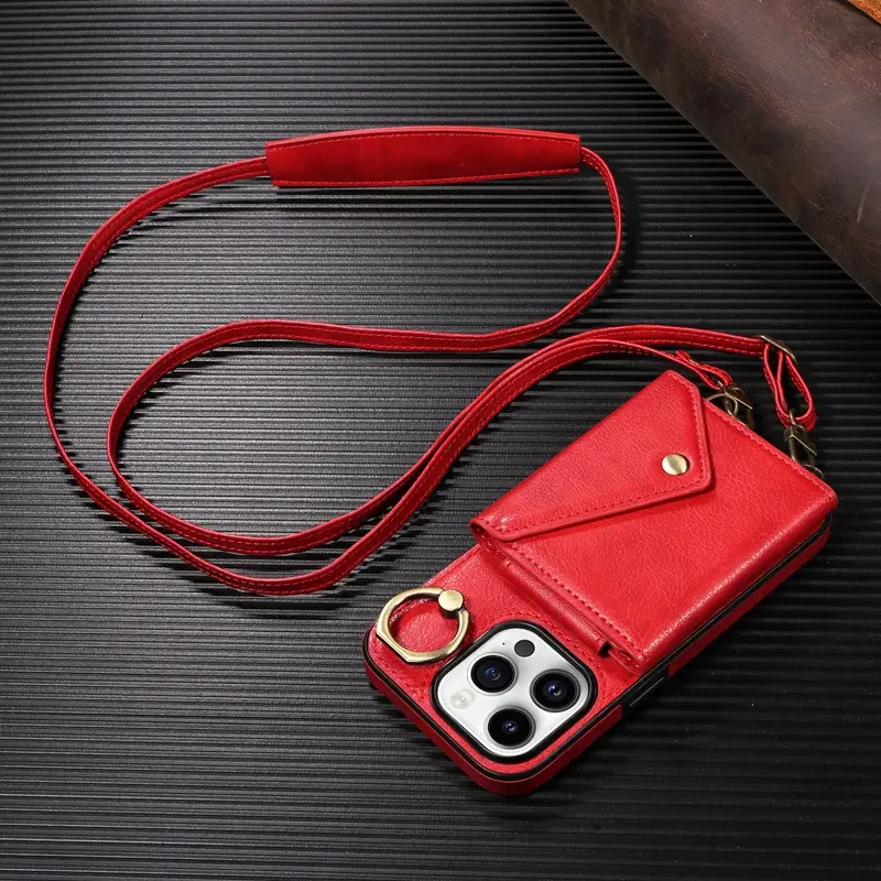 Purple iPhone 16 Litchi Ring Buckle Phone Case