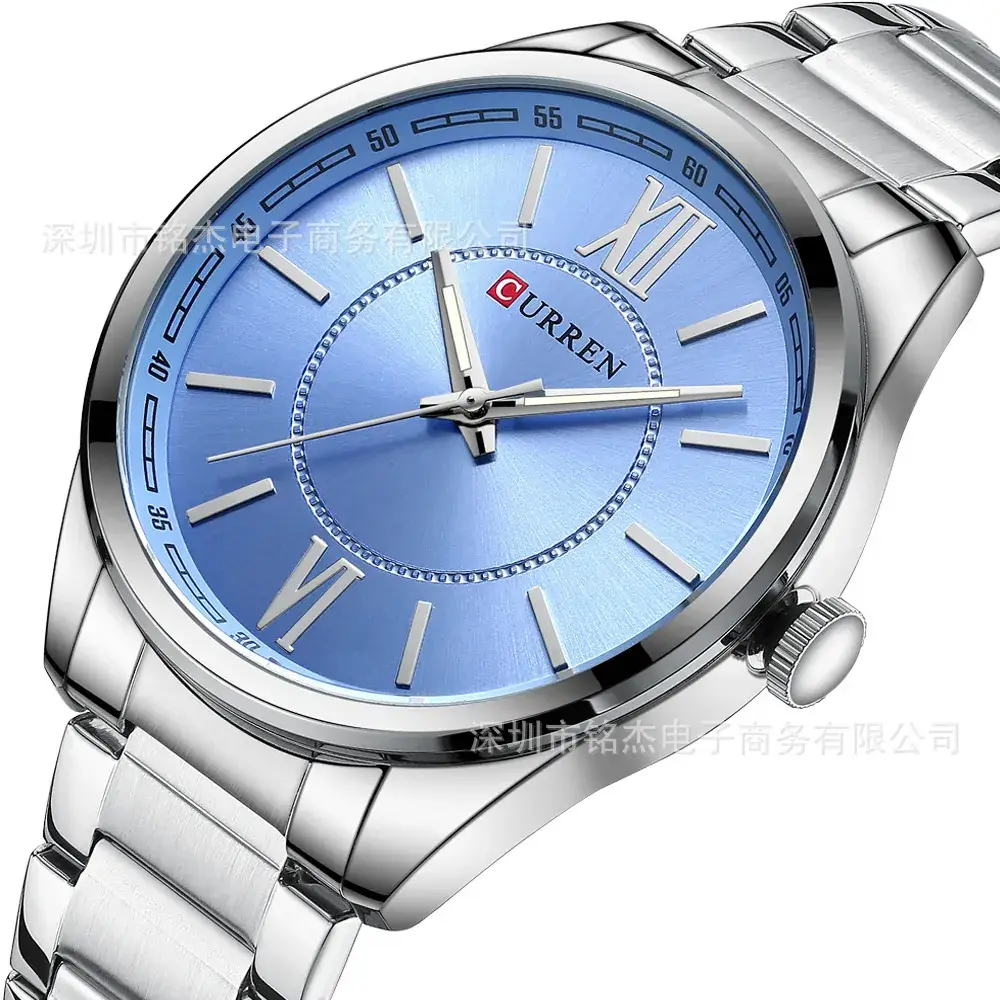 CURREN Men's Blue Dial Quartz Watch Steel Band