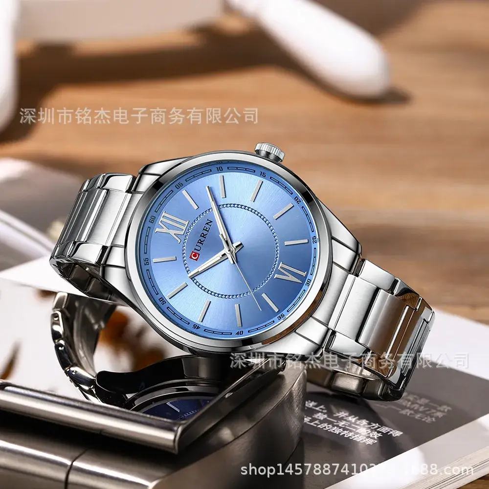 CURREN Men's Blue Dial Quartz Watch Steel Band