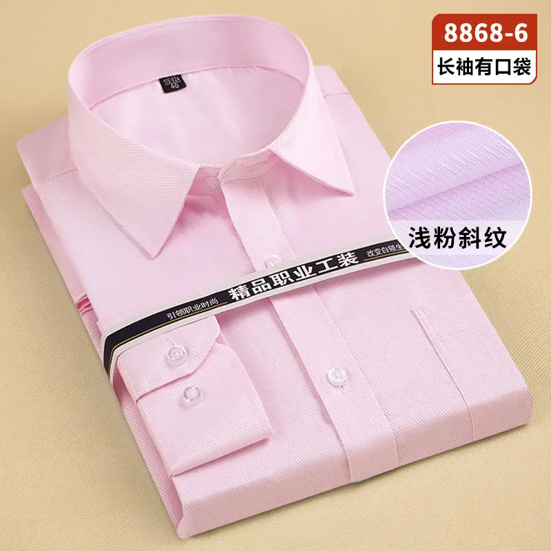 Men White Striped Long Sleeve Shirt Solid Color - Image 3
