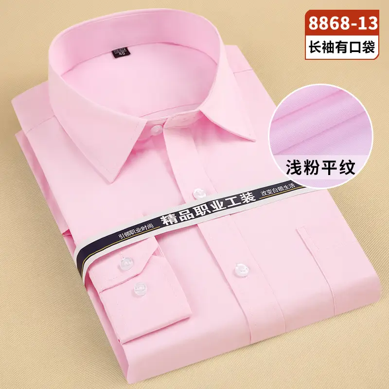 Men White Striped Long Sleeve Shirt Solid Color - Image 6