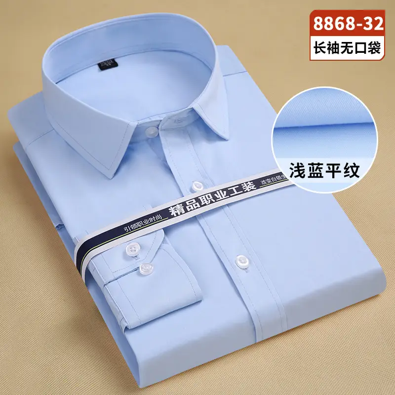 Men White Striped Long Sleeve Shirt Solid Color - Image 8
