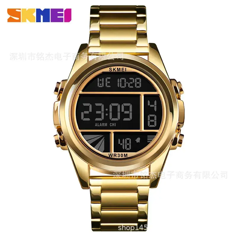 SKMEI Men's Digital Watch Black Steel Band Waterproof - Image 2