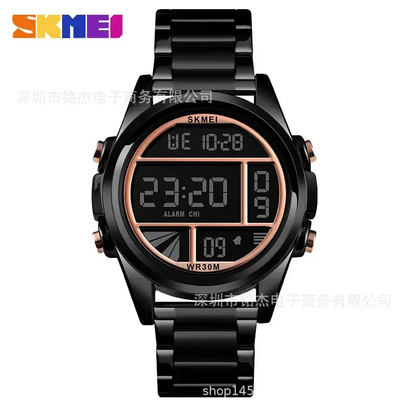 SKMEI Men's Digital Watch Black Steel Band Waterproof - Image 3