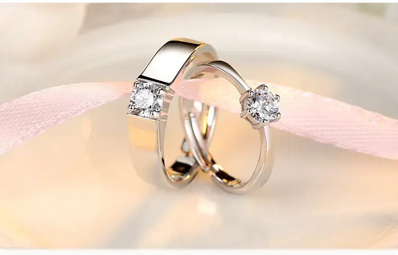 Couple's Diamond Engraved Wedding Rings for Men & Women