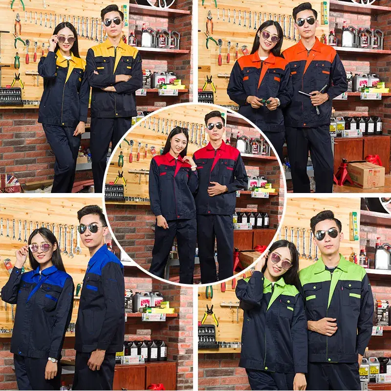 Long Sleeve Workshop Protection Suits for Men Women Black Orange Green - Image 2