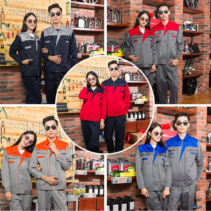 Long Sleeve Workshop Protection Suits for Men Women Black Orange Green - Image 3
