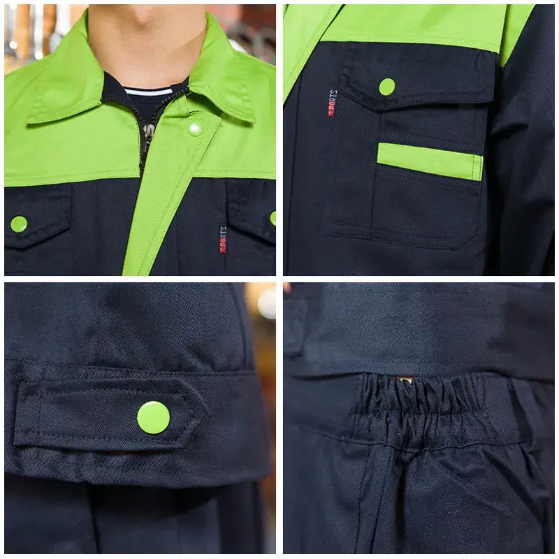 Long Sleeve Workshop Protection Suits for Men Women Black Orange Green - Image 5