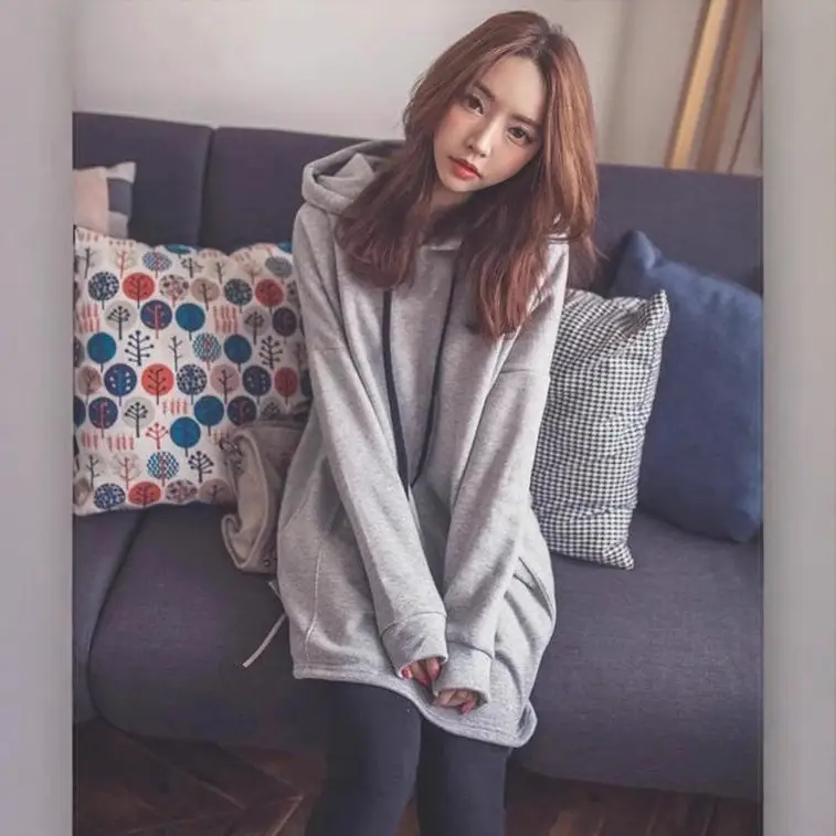 2018 Women's Grey Hooded Sweatshirt Large Size - Image 3