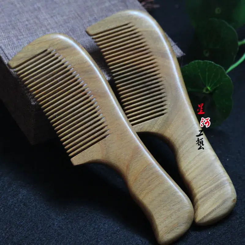 Green Sandalwood Wooden Comb Non-Spliced Long - Image 2